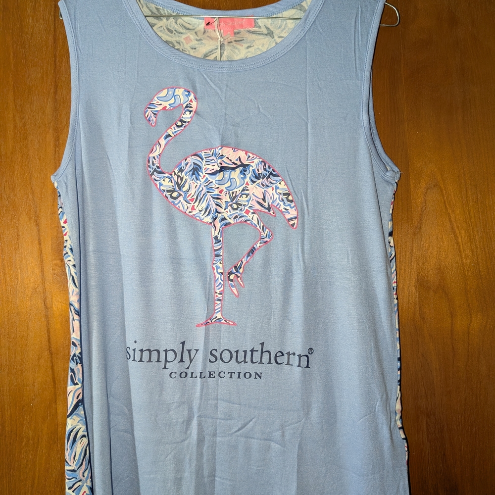 Simply Southern Palm Leaf Pink Flamingo Tank Top NWT - Picture 4 of 9